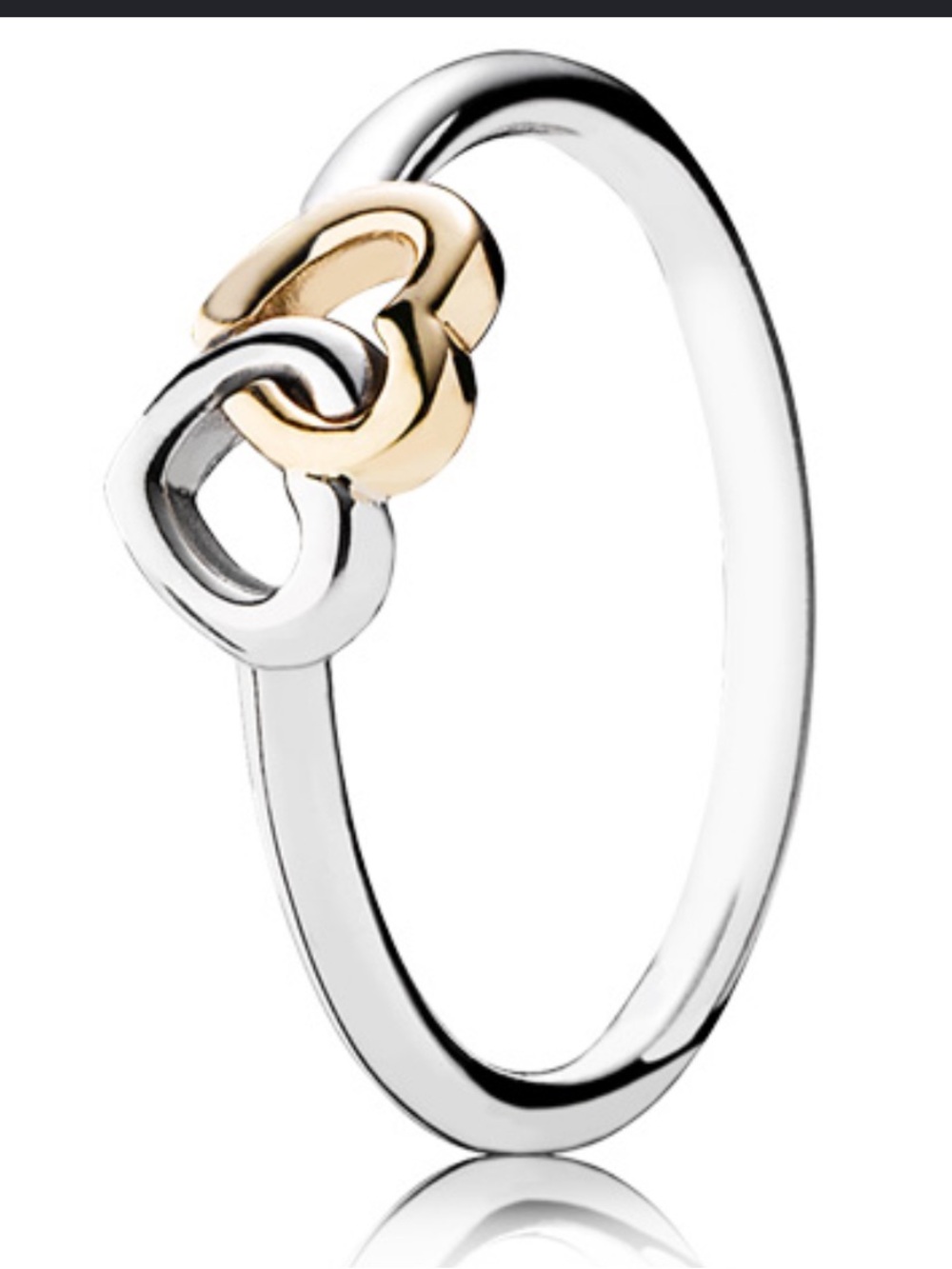 Pandora Two-Tone Heart Link Ring in Silver and Gold